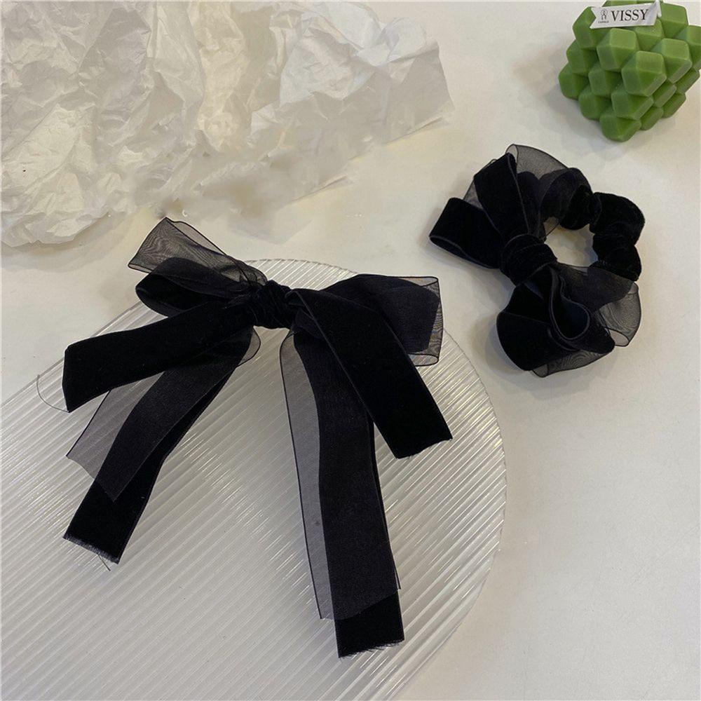 Kẹp Tóc Nơ Ruy Băng Phong Cách Retro Pháp Ngọt Ngào Cho Nữ