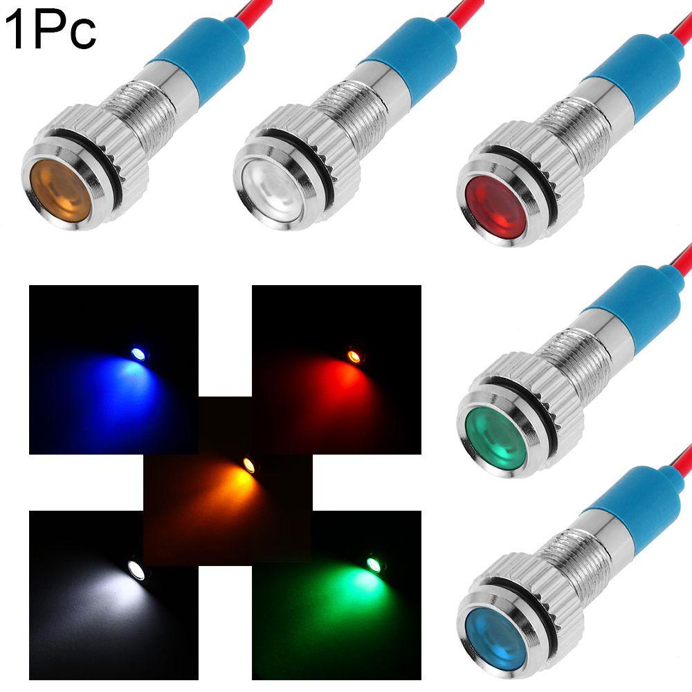 1 Đèn LED Báo Hiệu Ánh Sáng Trắng / Xanh Lá / Đỏ / Xanh Lá / Xanh Dương Kèm Dây Điện 3V 5V 6V 9V 12V 24V 220V