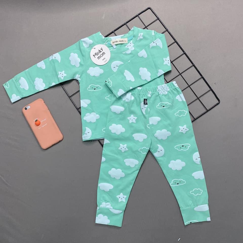 Bộ Cotton Dài Tay Cho Bé  Bộ Thu Đông Dài Tay Minky Mom Shark Cho Bé Trai Bé Gái