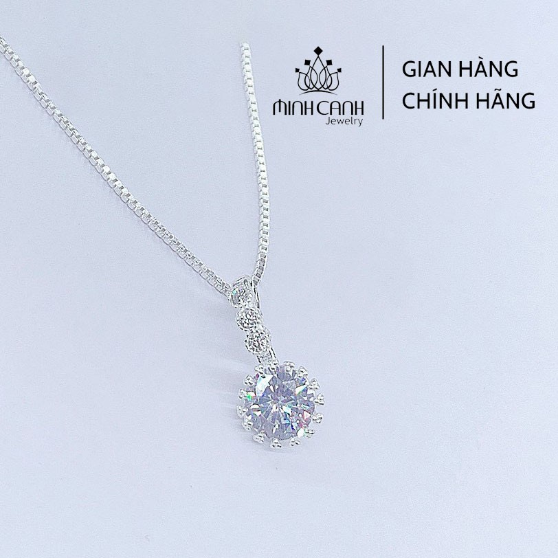 Dây Chuyền Bạc Nữ Minh Canh Jewelry Đá Tròn Treo