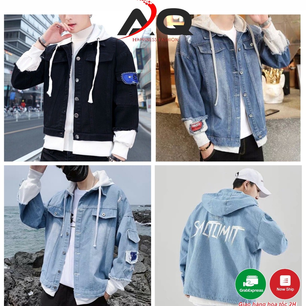 Áo Khoác Jean Nam Liền Mũ Có Nón Nam Nữ Đẹp Cao Cấp⚡️FREESHIP+ QUÀ TẶNG⚡️Áo Rin Xu hướng Hot hiện nay- QSTORE