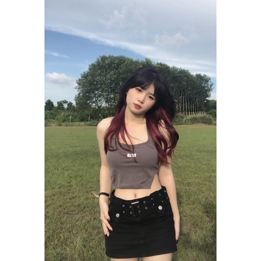 HUANG YOYO  Quần Giả Váy denim Lưng Cao Dáng Ôm Thời Trang Hàn Quốc Quyến Rũ Cho Nữ