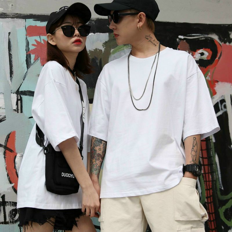 Áo thun nam nữ mẫu trơn basic tay lỡ