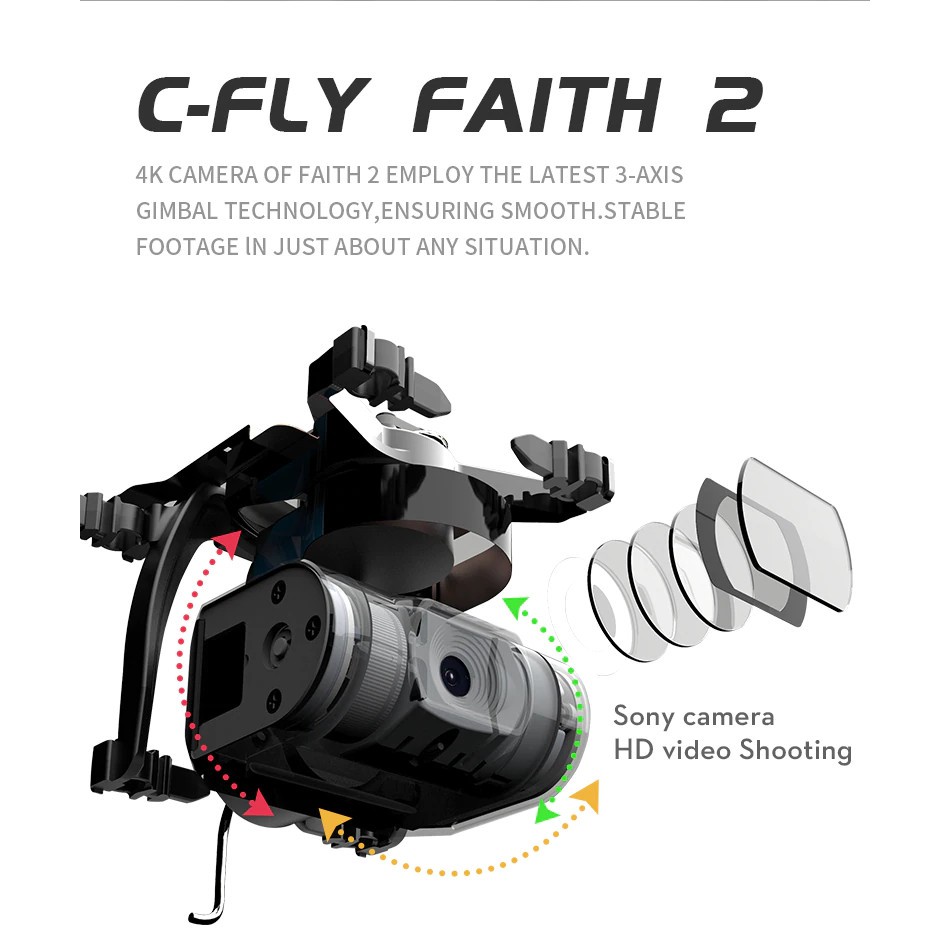 Flycam C-Fly Faith 2 gimbal 3 trục, camera 4K, Bay 30-35 phạm vi kiểm soát 5Km