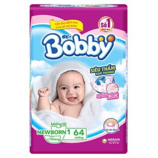 Tã vải/ Miếng Lót Sơ Sinh Bobby size Newborn 1 (64 miếng)