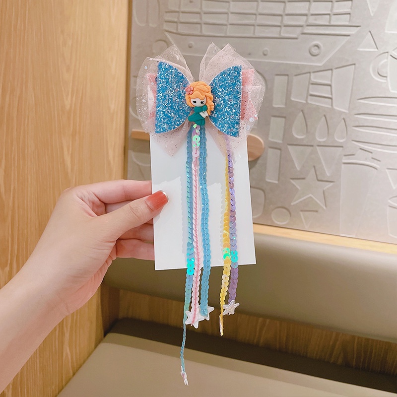 Kẹp tóc hình nơ đính kim sa lấp lánh dễ thương cho bé gái