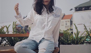 Floral pattern pocket shirt
