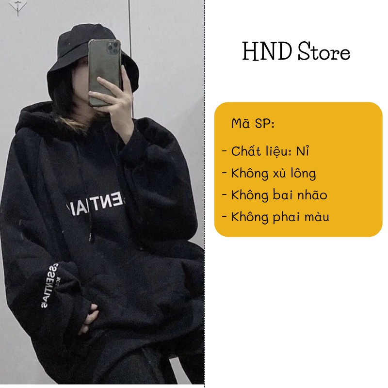 Áo hoodie nam nữ nỉ có mũ form rộng dày dặn ESSENTINAL HNDHD02 | BigBuy360 - bigbuy360.vn