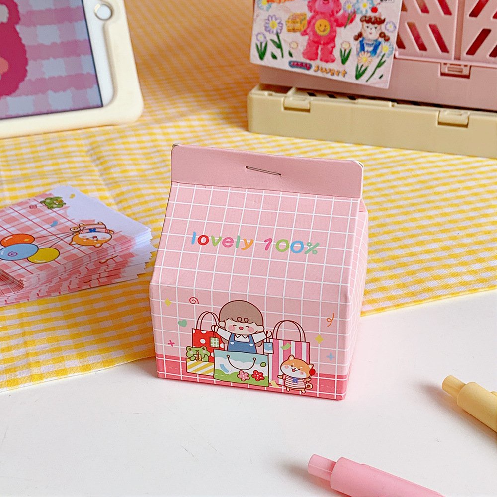 Tập giấy nhớ memo rút két hình hộp sữa - giấy note cute 200 tờ màu sắc dễ thương TUCANVAS TCV63