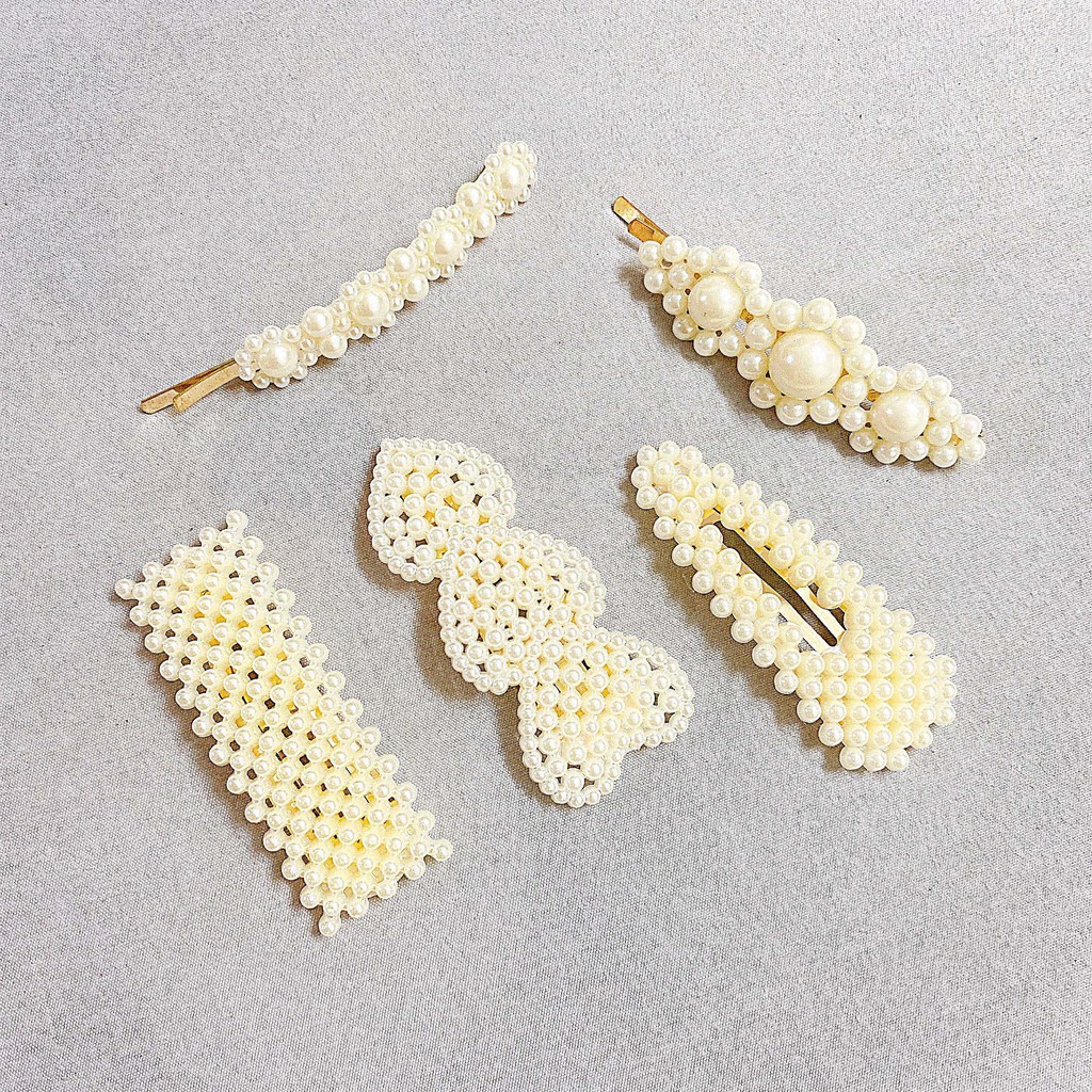 💛FREESHIP XTRA💛 Set kẹp tóc nữ 3 món đính Ngọc nhân tạo phong cách thời trang Hàn Quốc cao cấp