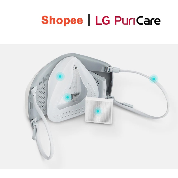 Khẩu trang lọc khí LG Puricare Mask thế hệ 2 (màu đen) AP551ABFA - lọc bụi mịn 2.5 PM - Chính Hãng (Model 2022)