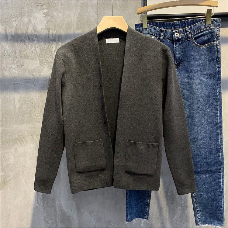 Bán Chạy!Áo Khoác Cardigan Dệt Kim Mỏng Dáng Ôm Phong Cách Hàn Quốc Thời Trang Thu Đông Cho Nam