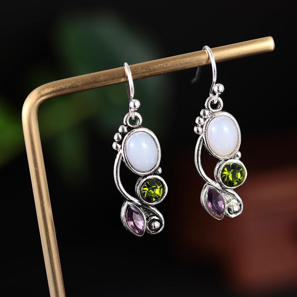 Borag 1 Cặp|Khuyên Tai Dạng Móc Phong Cách Vintage|Váy Cưới Màu Ngọc Lam