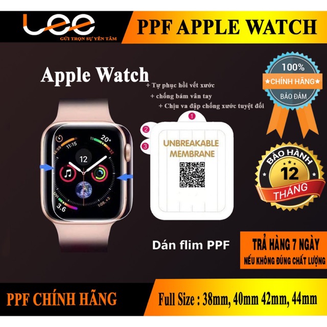 Miếng dán Ppf apple watch full 38mm, 40mm, 42mm, 44mm