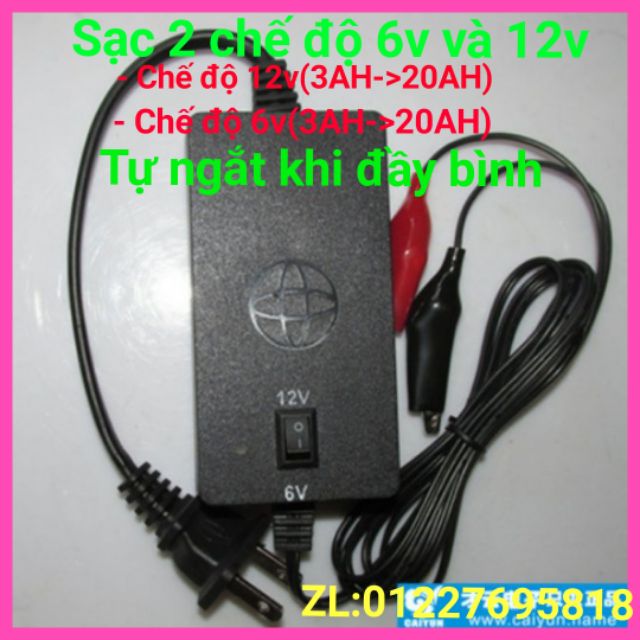 Nạp ắc quy 2 chế độ 6v và 12v tự ngắt khi đầy