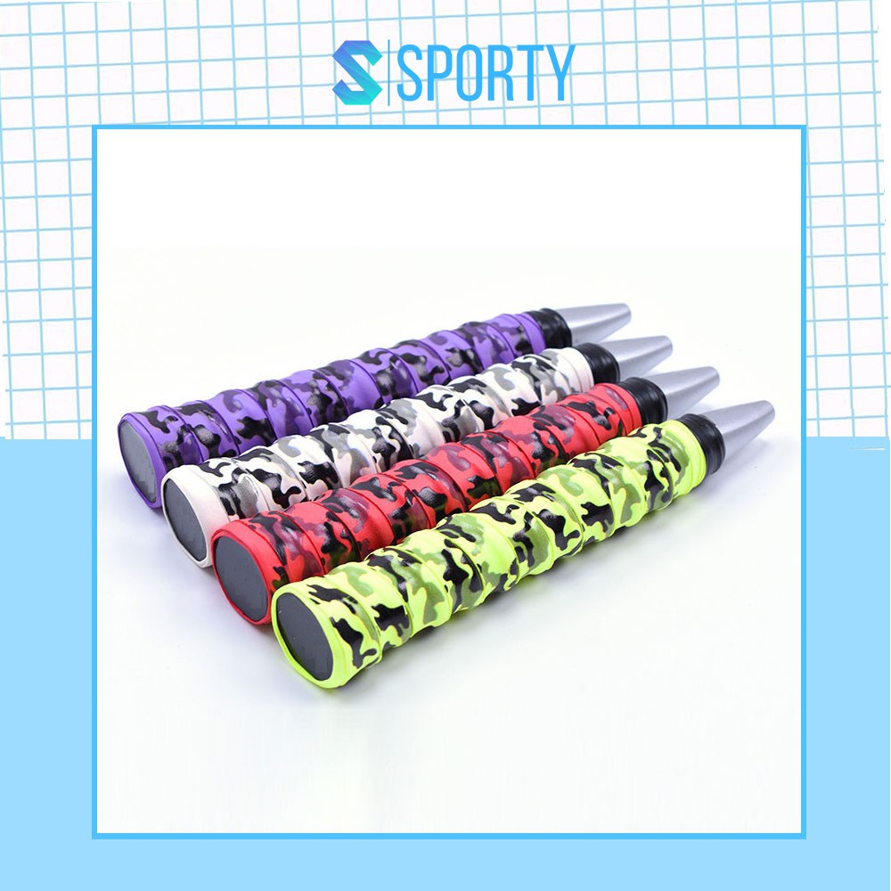 Quấn cán vợt tennis, cầu lông SPORTY SP02 vân đen chất liệu thoáng khí, êm tay