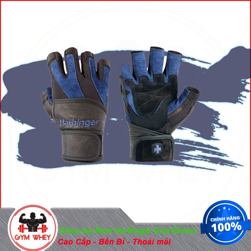Găng tay nam Harbinger Training Grip Gloves (2 chiếc ) Màu Xanh Đen ( 126012 ) - Từ Mỹ