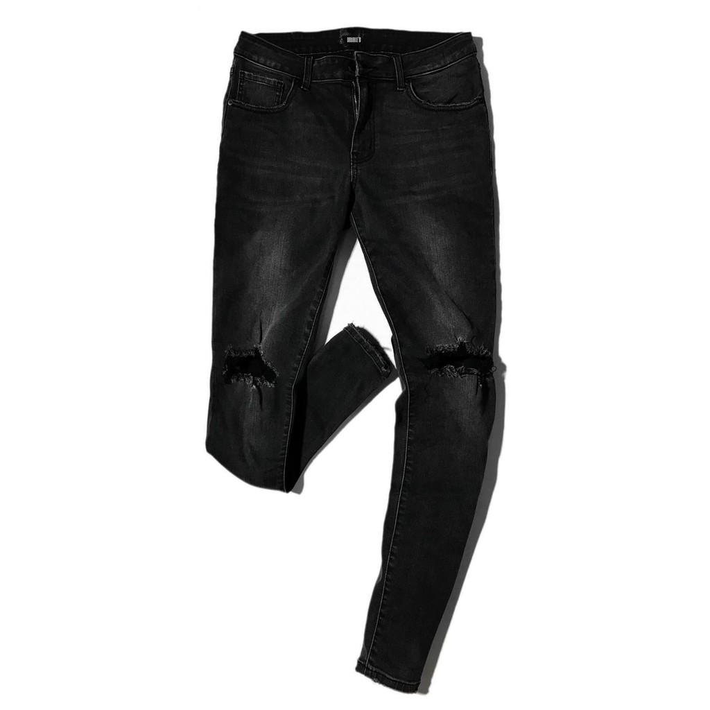 Quần jean nam DOUBLE'D rách gối màu đen JXD | BigBuy360 - bigbuy360.vn