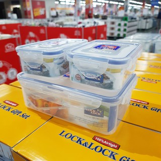 Bộ 3 Hộp Nhựa Bảo Quản Thực Phẩm Lock&Lock HPL817R03 (1 lít + 350ml x 2) - Larva Store
