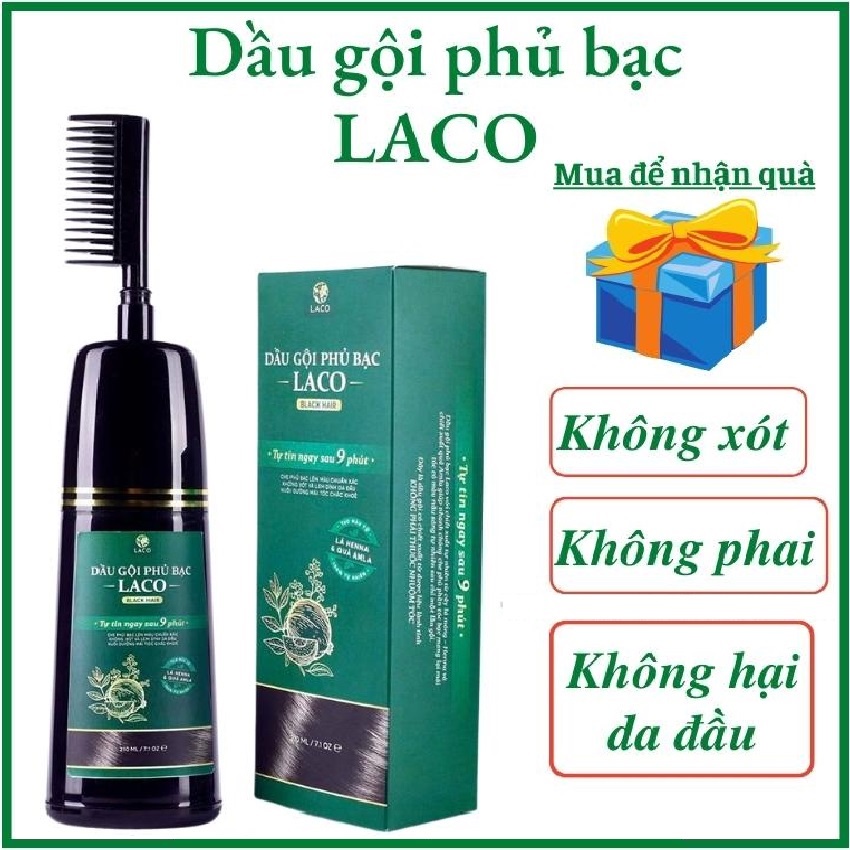 Dầu gội phủ bạc laco black hair, nhuộm tóc thảo dược phủ bạc đen và nâu tóc sau 9 phút, nhuộm tại nhà an toàn