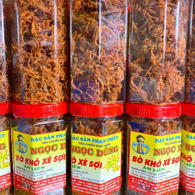 Bò Khô Xé Sợi ( ăn liền ) là món ăn ngon của Shop Đặc Sản Biển Phan Thiết NGỌC DŨNG; Hộp 200 gram. HSD 12 tháng