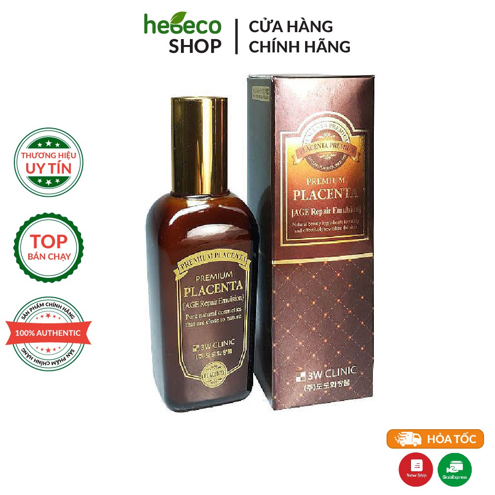 Sữa dưỡng chống lão hóa tinh chất nhau thai cừu 3W CLINIC PREMIUM PLACENTA INTENSIVE EMULSION 145ml -Hàn Quốc Chính Hãng