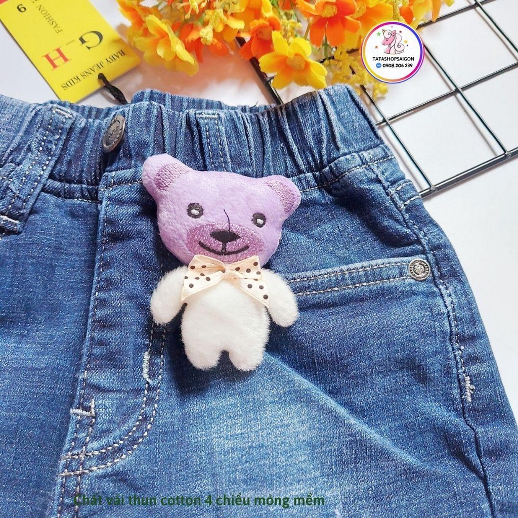 Quần jean ống loe bé gái vải jean thun co giãn mạnh 22 đến 40kg