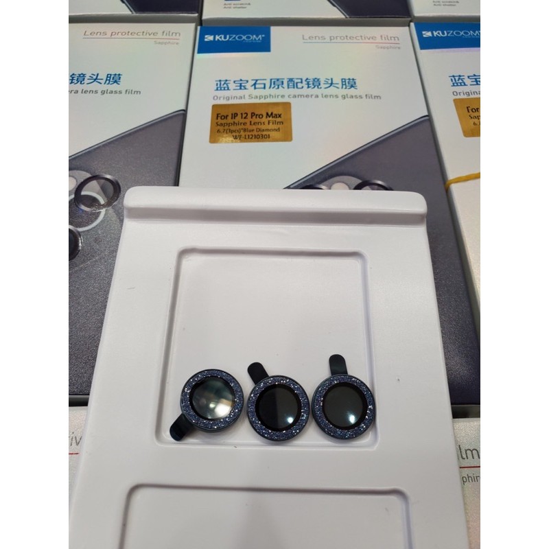 [Kim Cương Vàng Xanh Nhũ] Iphone 11 /12 Mini/ 12/ 12 Pro max [Bộ 3 mắt] Dán từng mắt camera chống trầy Kuzoom Bảo vệ cam