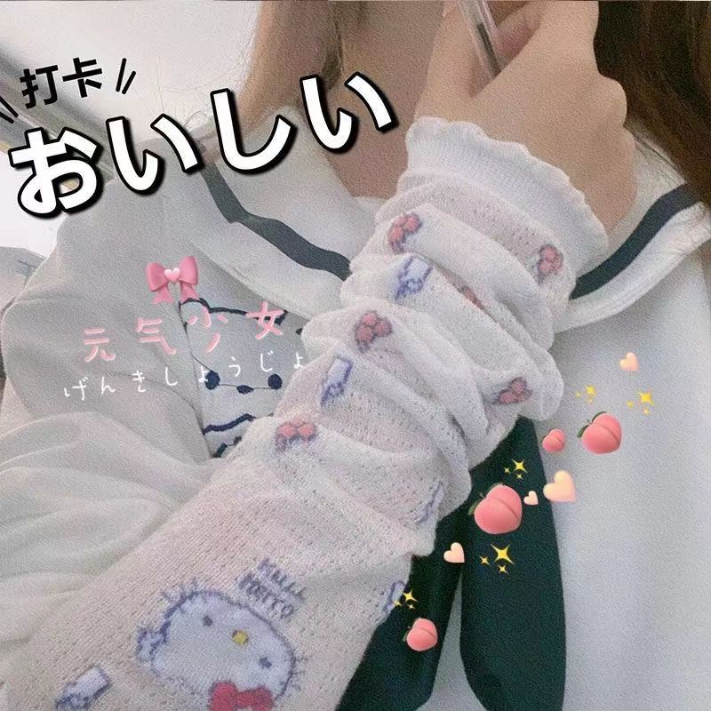 Găng Tay Chống Nắng Hở Ngón Thoáng Khí Họa Tiết Mèo/Thỏ/Mèo Dễ Thương Thời Trang Cho Nữ