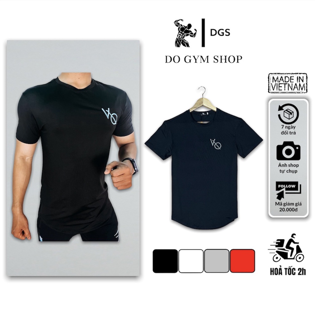 Áo thun tập gym nam DO GYM SHOP form ôm body, logo thêu, thun lạnh co giãn 4 chiều siêu thoáng mát