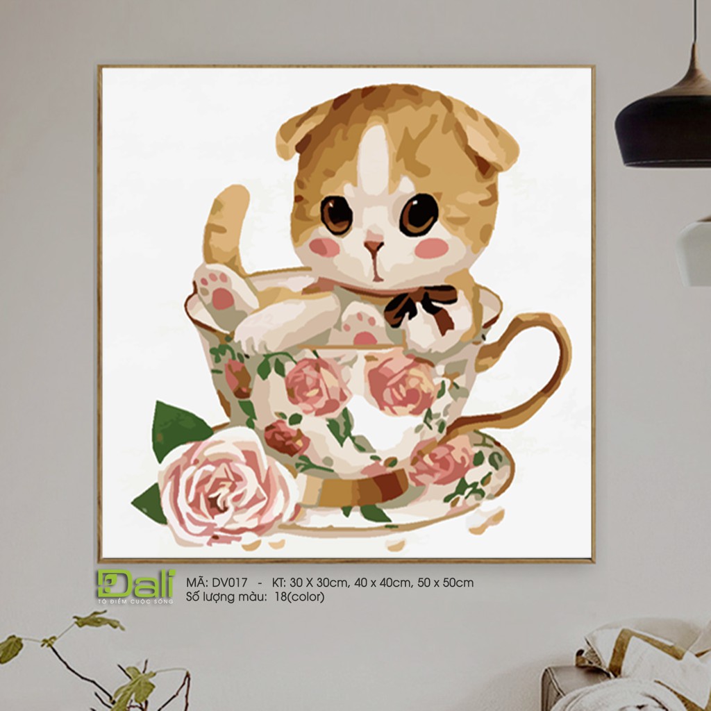 Tranh treo tường tự tô màu số hóa DALI Thú cưng Mèo đáng yêu | BigBuy360 - bigbuy360.vn