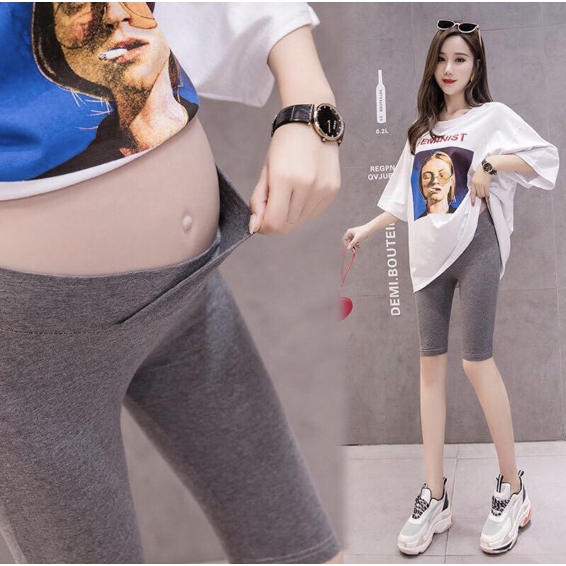 Quần Legging Bầu Đùi,Quần Bầu Lửng Cạp Chéo,Co Giãn Tốt Dáng Ôm V0064 Mama Store99