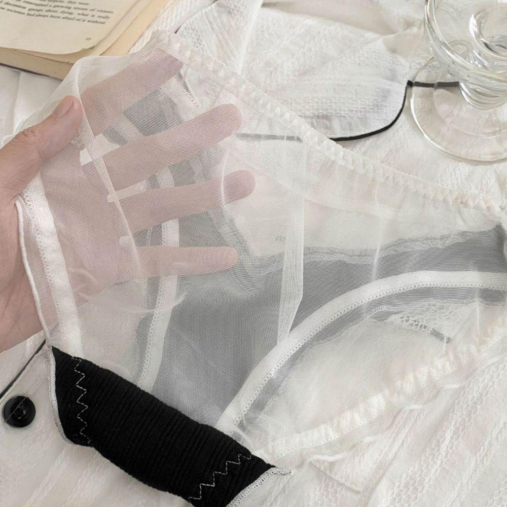 Dwayne Quần Lót Cotton Đáy Thấp Phối Ren Bèo Trong Suốt Quyến Rũ Cho Nữ