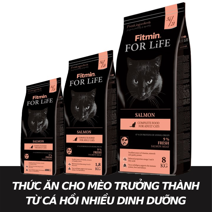 [Mã PET1505 giảm 8% đơn 250K] Thức Ăn Cho Mèo Trưởng Thành - Fitmin Cat For Life Salmon - 1,8KG