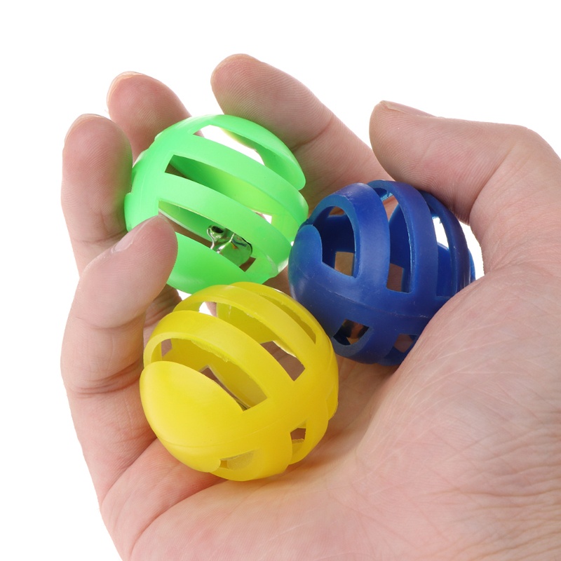 Set 10 quả bóng nhựa đồ chơi đường kính 3.5cm có chuông nhỏ cho mèo cưng