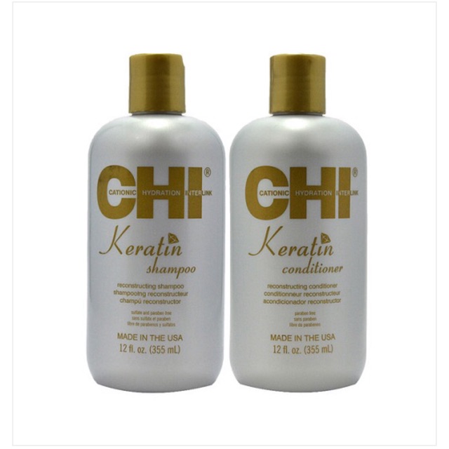 Dầu gội xả phục hồi tóc CHI Keratin 355mlx2