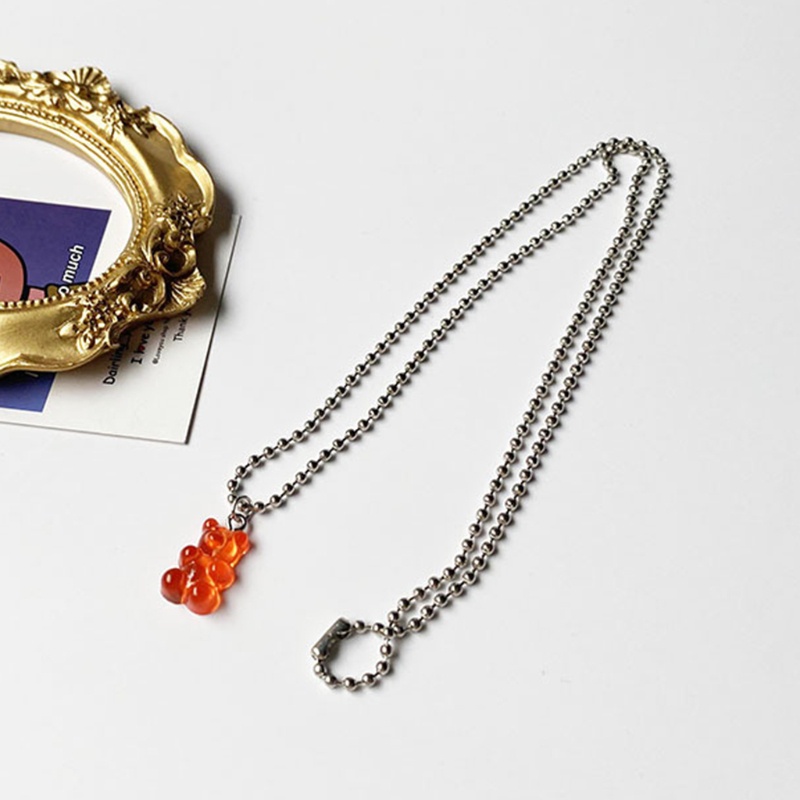 Vòng cổ Mặt Hình Gấu Gummy Hoạt Hình Bằng Nhựa Resin Màu Kẹo Cho Nữ