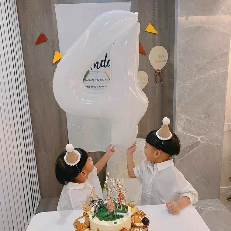 Bóng số tuổi trang trí sinh nhật màu trắng phong cách Hàn Quốc