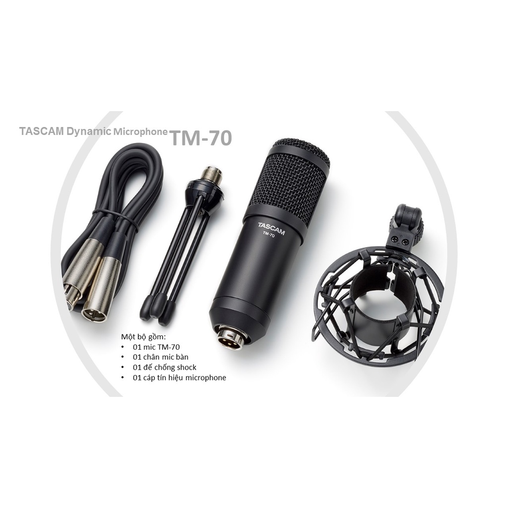 Micro thu âm dynamic microphone TASCAM TM-70 dành cho podcast, streaming, youtuber