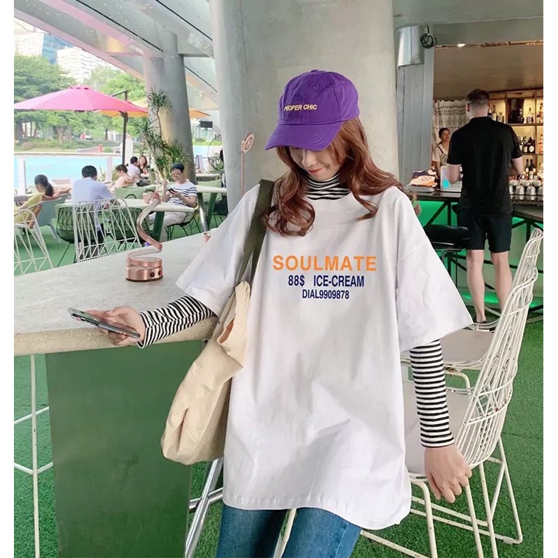 Áo thun❤ có size tay lỡ Unisex SOULMATE a