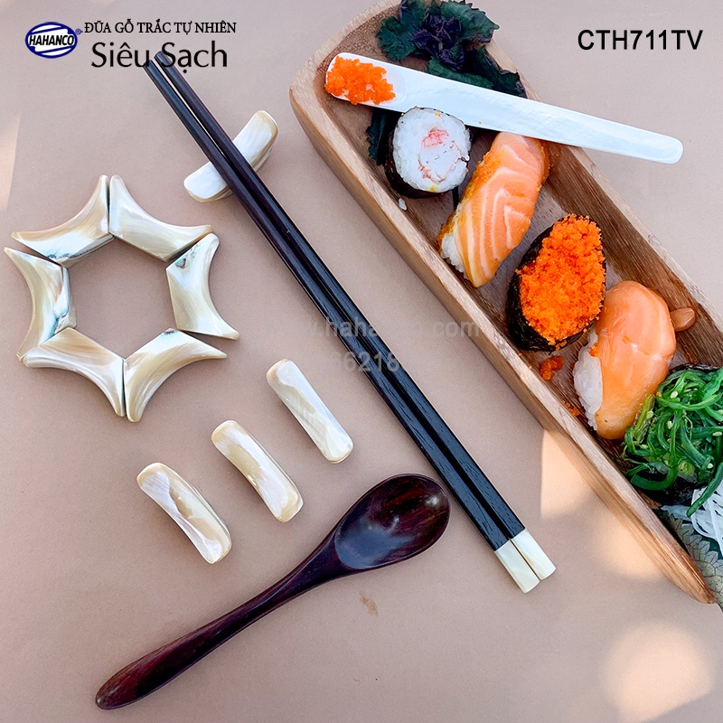 Đũa gỗ trắc vuông đầu ốc biển New Zealand - Hàng VIP (10 đôi/hộp) CTH711TV