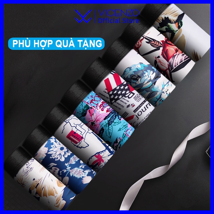 Quần Lót Boxer Nam VICENZO Cao Cấp Vải Băng Lụa Kháng Khuẩn, Quần Sịp Đùi Nam Cao Cấp - SNH02