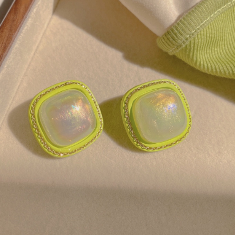 Bông Tai Mạ Bạc 925 Kiểu Hình Vuông Màu Kẹo Ngọt Phong Cách Hàn Quốc Thời Trang Mới S925 Dành Cho Nữ