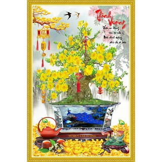 Tranh Dán Tường Tết Hoa Mai Chất Liệu PP Kim Sa Cao Cấp TDT-0067