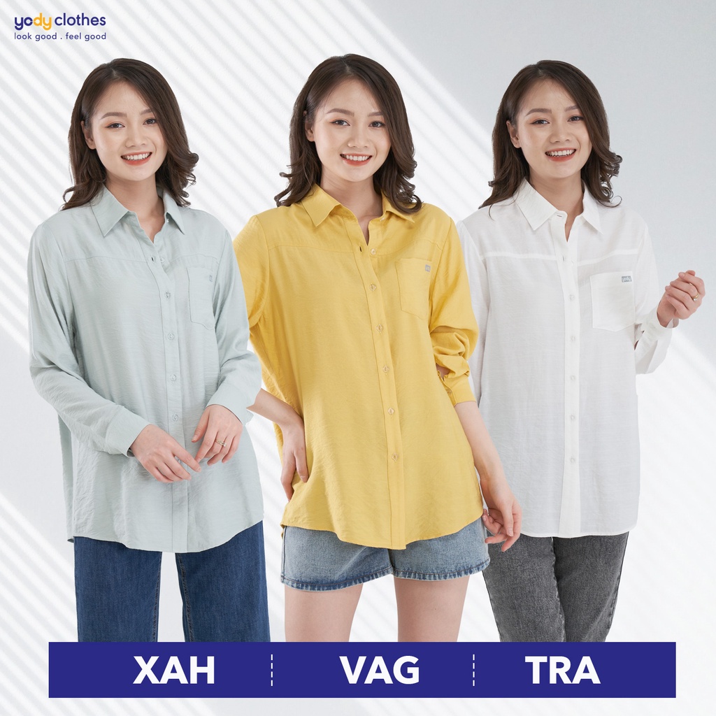 Áo sơ mi nữ YODY form rộng dài tay chất đũi thoáng mát SMN4436 | BigBuy360 - bigbuy360.vn