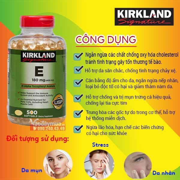 Vitamin E 400 IU 500 Viên Kirkland Của Mỹ [ĐỦ BILL MỸ]