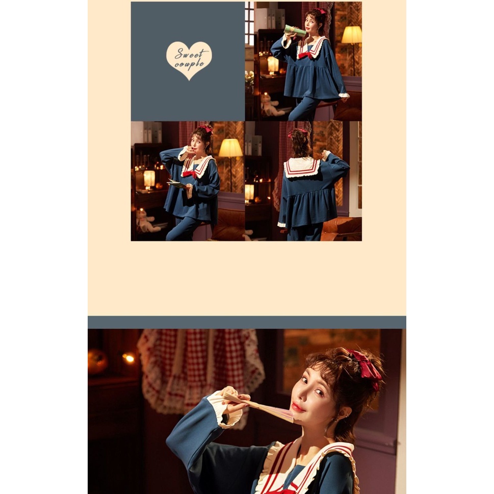 Bộ đồ ngủ cotton in họa tiết dễ thương thời trang xuân thu cho nữ