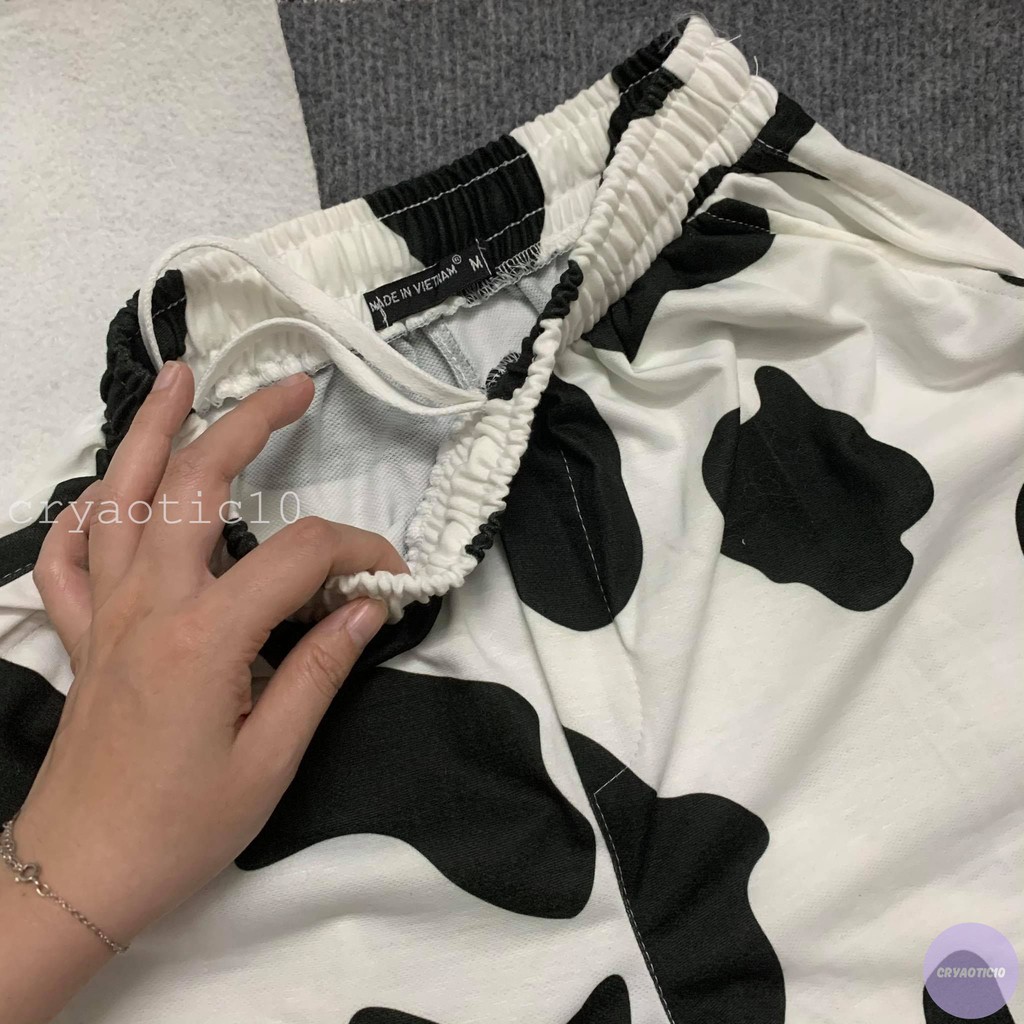 Quần bò sữa mảng to cartoon cow milk pant unisex cryaotic10