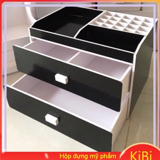 Kệ mỹ phẩm 2 ngăn màu đen đặc biệt đựng son phấn chất lượng
