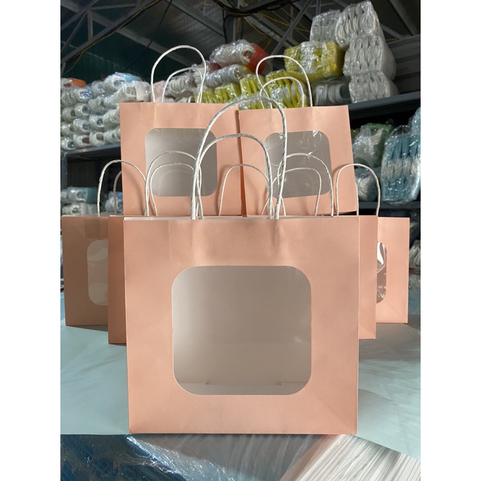 SET 50 CÁI TÚI GIẤY MẶT KÍNH MIKA ĐỰNG HOA, QUÀ TẶNG SIÊU XINH SIZE 20X21X10CM (50 CHIẾC)